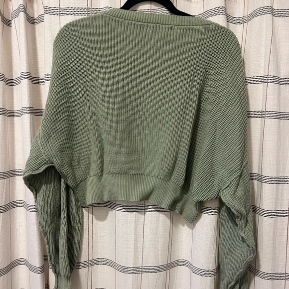 Seaside Green Cropped Sweater - Picture 2 of 3